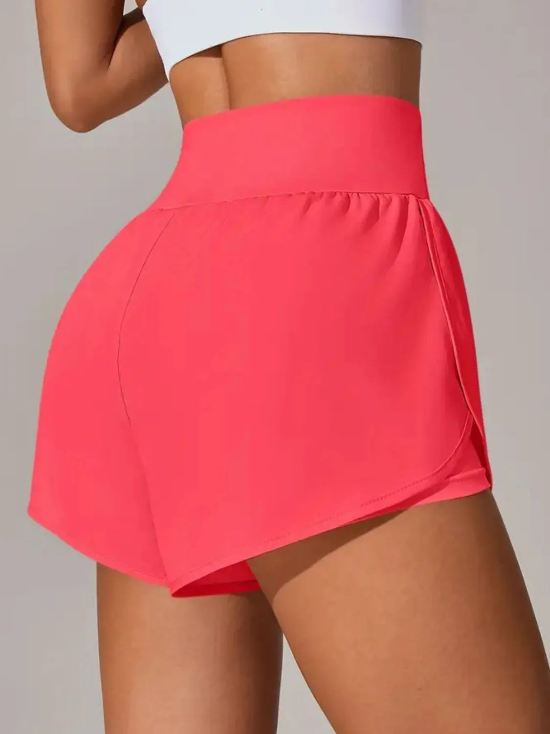 Pocketed High Waist Active Shorts Easy Apparels
