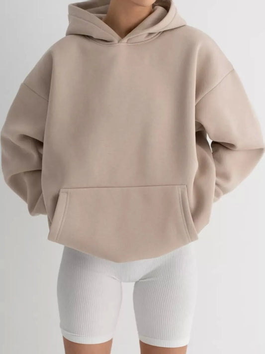 Trendsi Kangaroo Pocket Long Sleeve Hoodie
