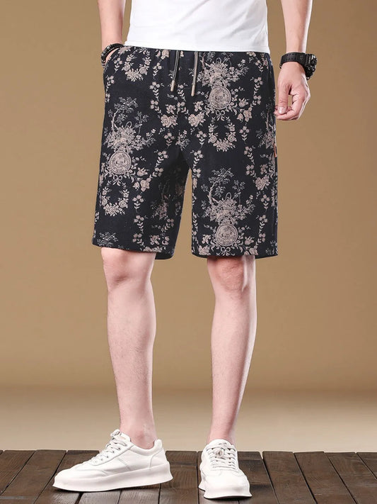 Men's Plus Size Floral Drawstring Shorts Floral Easy Apparels