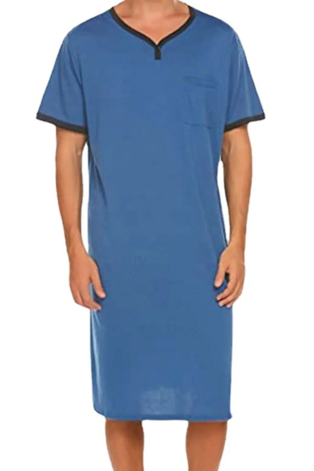 Men's Plus Size Contrast Trim Short Sleeve Lounge Tee Dress Easy Apparels