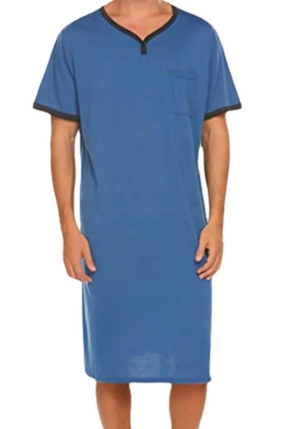 Men's Plus Size Contrast Trim Short Sleeve Lounge Tee Dress Easy Apparels