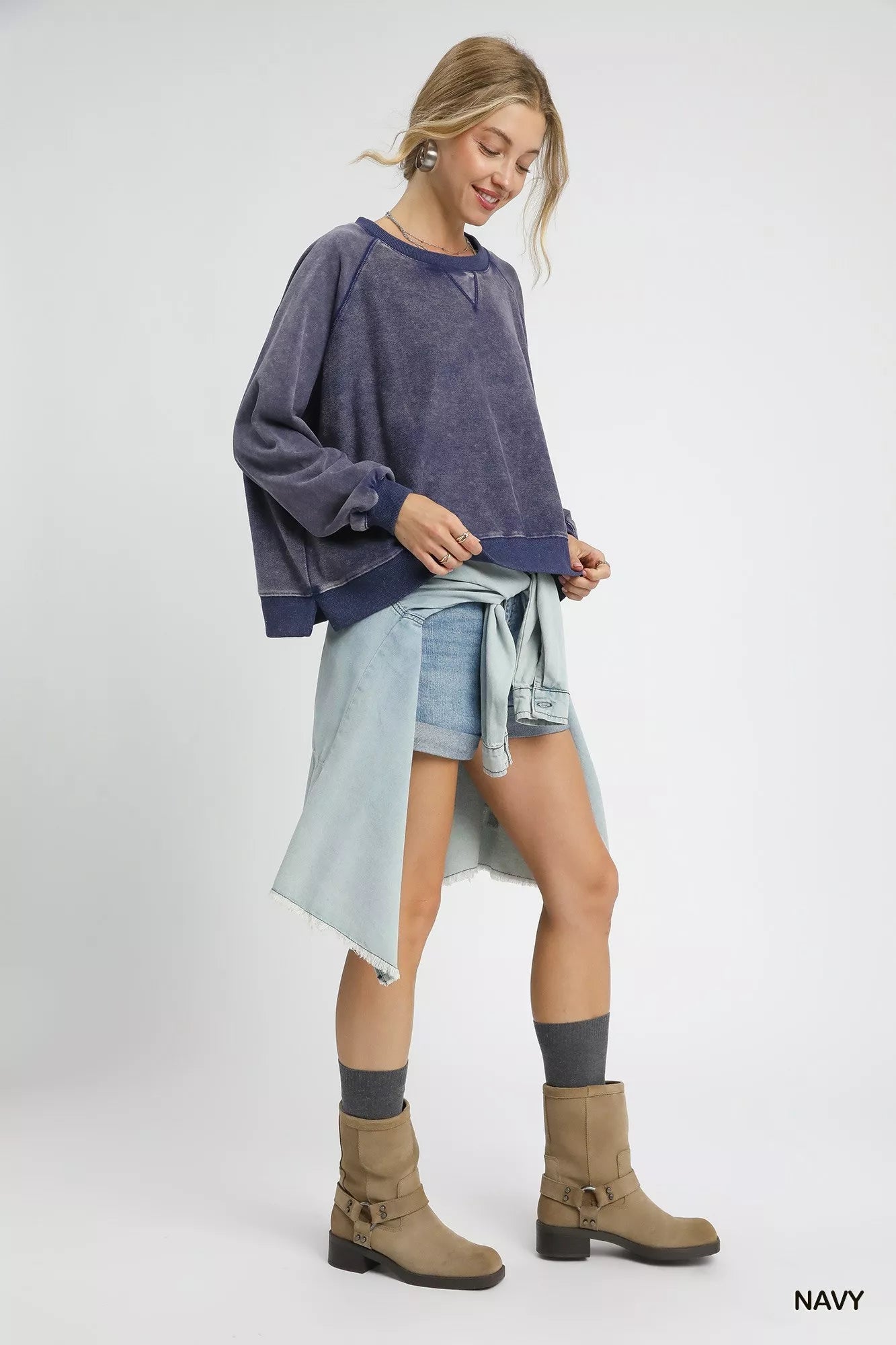 Trendsi Umgee Mineral Wash French Terry Sweatshirt