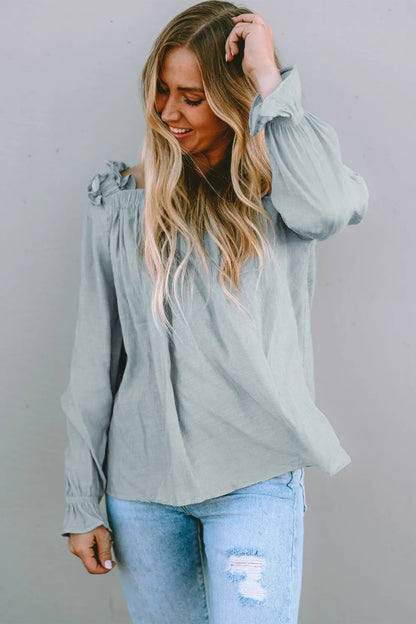 Trendsi Frill Trim Flounce Sleeve Blouse