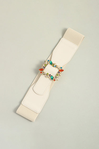Multicolored Leaf Buckle Elastic Belt Easy Apparels