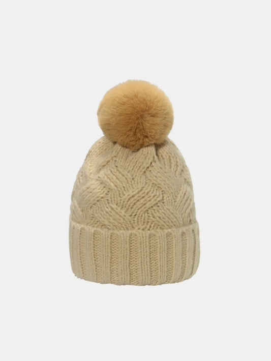 Roll Rim Cable-Knit Hat Dust Storm One Size Easy Apparels