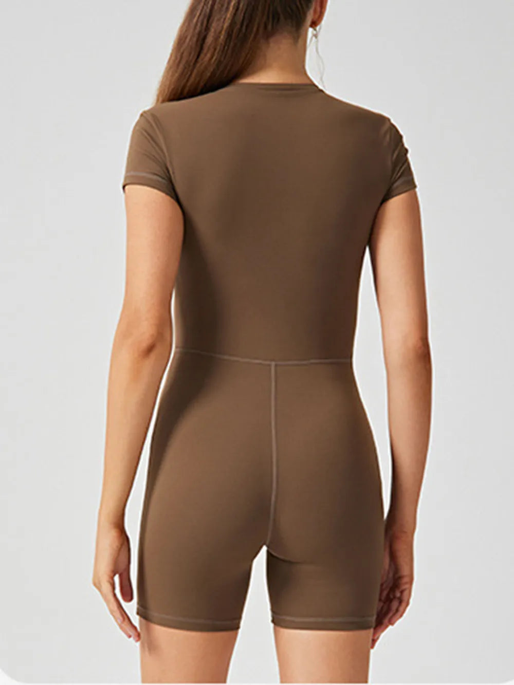 Half Zip Short Sleeve Active Romper Easy Apparels