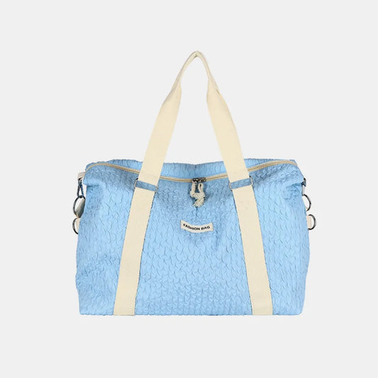 Textured Nylon Travel Bag Pastel Blue One Size Easy Apparels