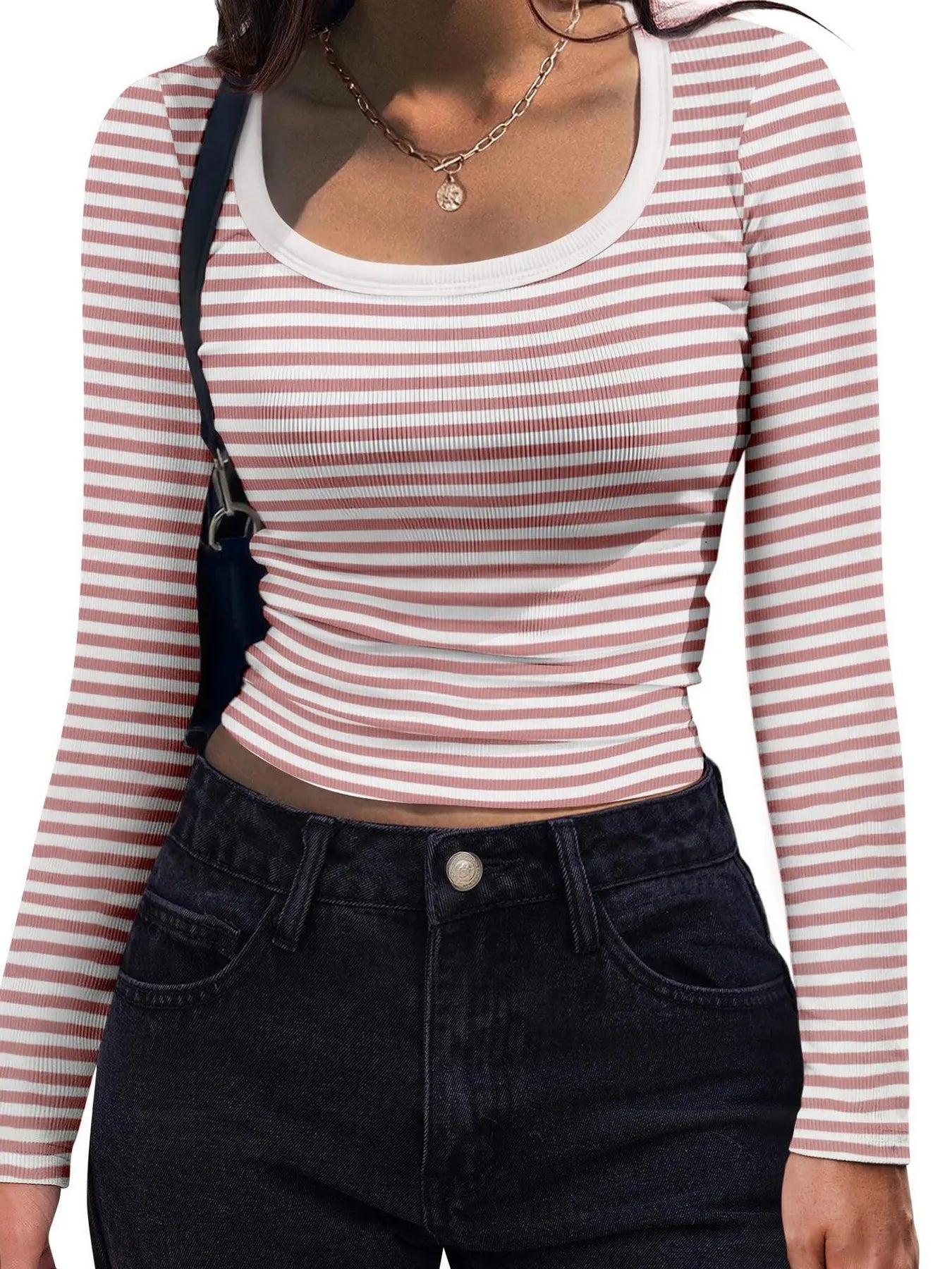 Trendsi Striped Long Sleeve Scoop Neck T-Shirt