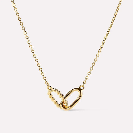 Interlocked Titanium Steel Necklace Gold One Size Easy Apparels