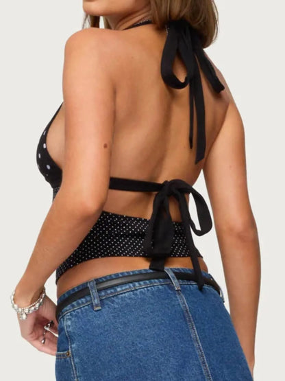 Trendsi Polka Dot Halter Neck Cami