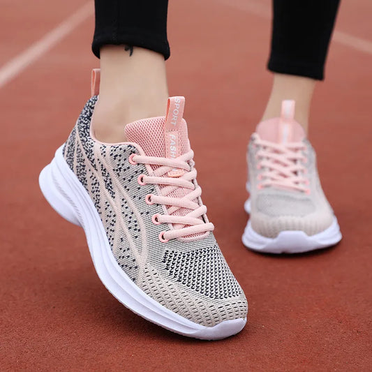 Breathable Mesh Lace Up Athletic Pale Blush Easy Apparels