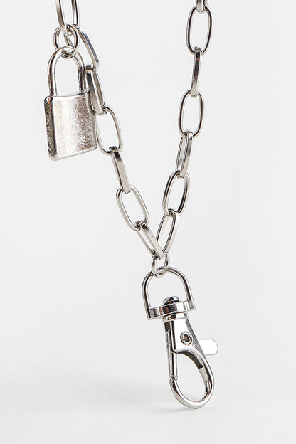 Double Layered Iron Chain Belt with Lock Charm Easy Apparels