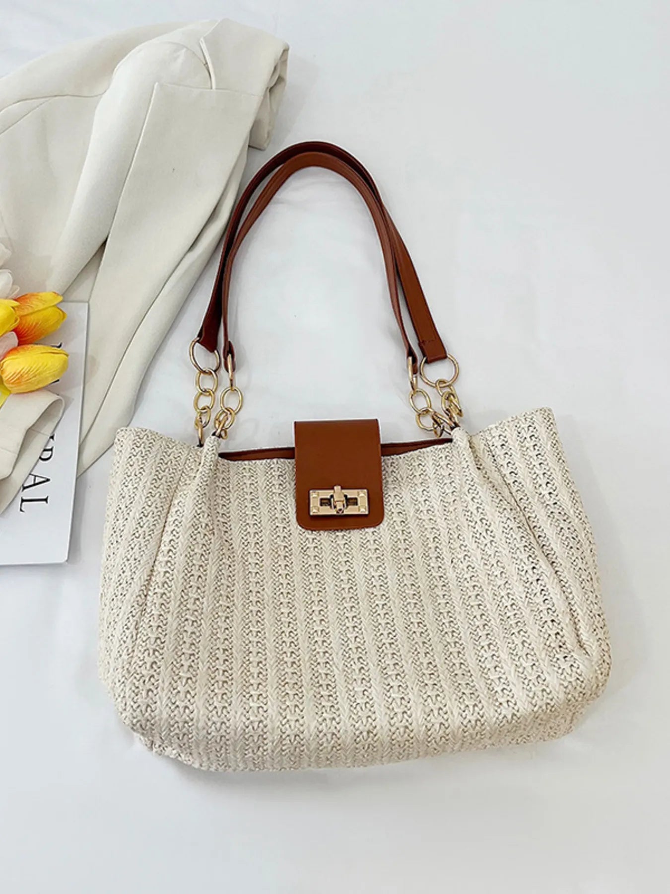 Woven Straw Shoulder Bag Easy Apparels