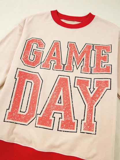Trendsi GAME DAY Letter Graphic Round Neck Sweatshirt