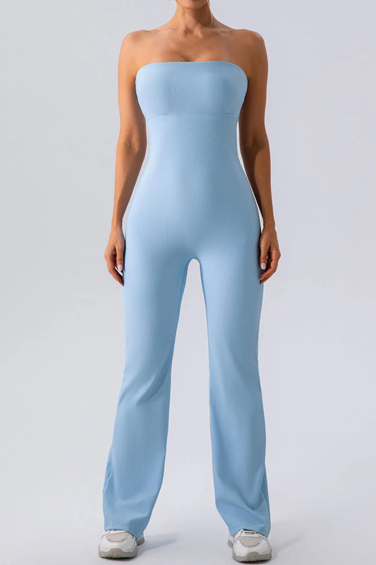 Sleeveless Straight Active Jumpsuit Light Blue Easy Apparels