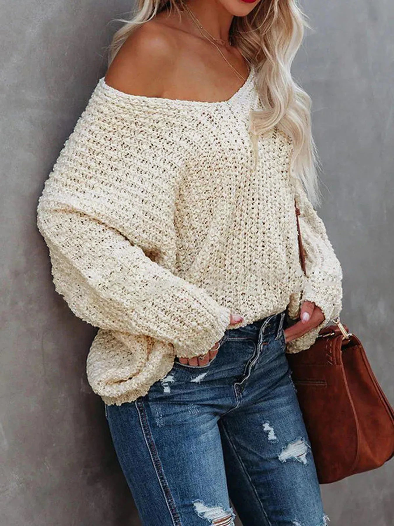 Trendsi V-Neck Long Sleeve Sweater