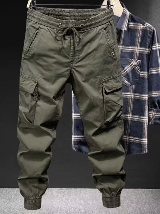 Men's Plus Size Drawstring Joggers with Pockets Green Easy Apparels
