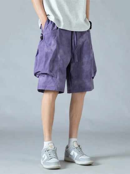 Men's Full Size Elastic Waist Cargo Shorts with Multi-Pockets Plus Size Mauve Easy Apparels
