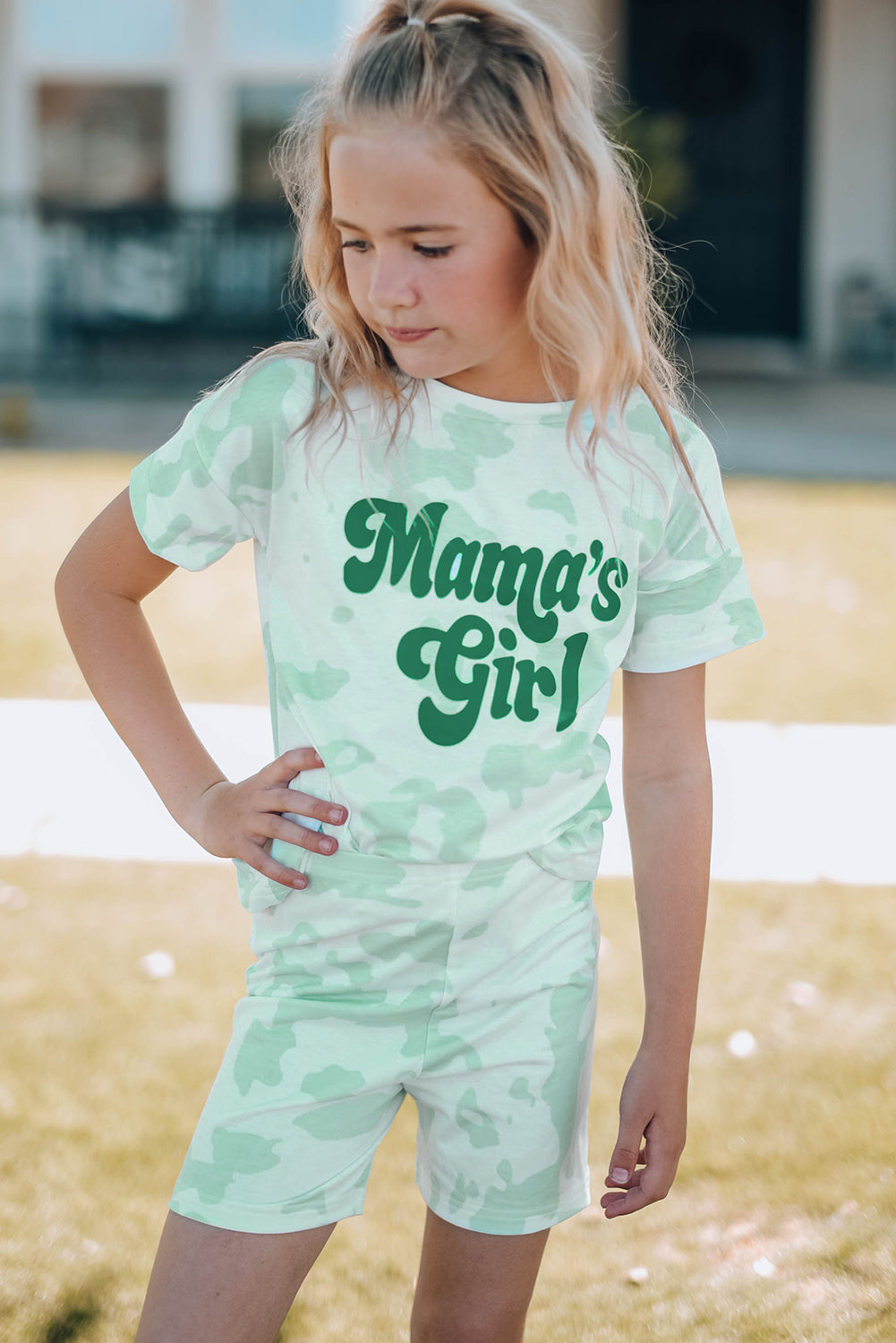 Girls Printed Letter Graphic Lounge Set Easy Apparels