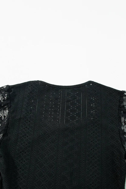 Trendsi Eyelet Lace Long Sleeve Bodysuit