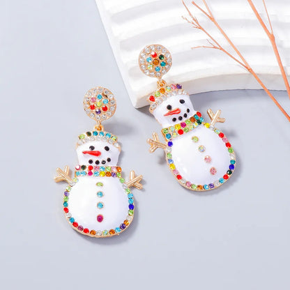 Alloy Rhinestone Snowman Earrings Easy Apparels