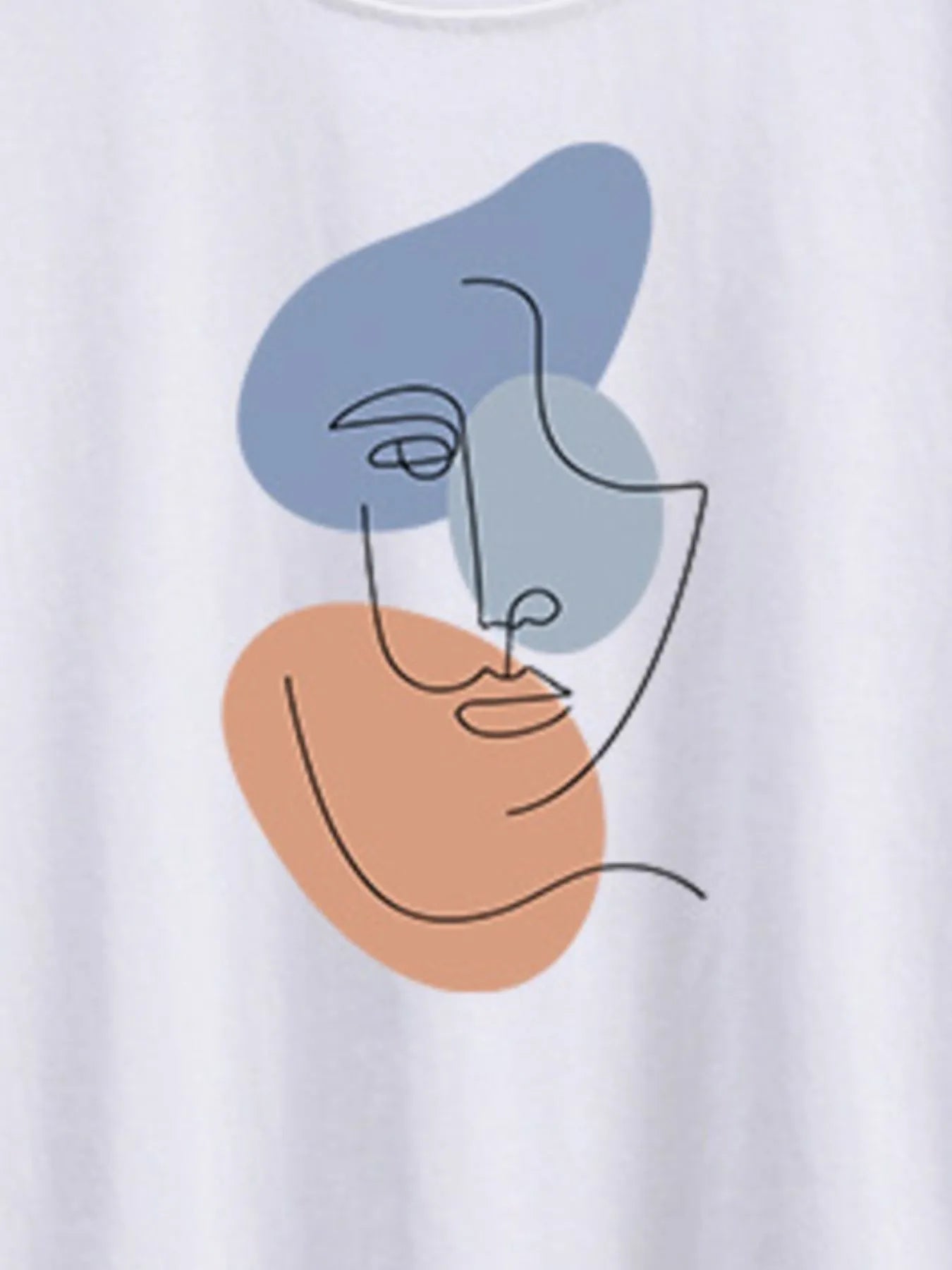 Trendsi Abstract Face Graphic Casual Round Neck T-Shirt