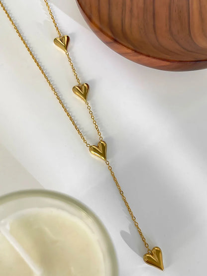 18K Gold-Plated Heart Drop Y-Necklace Easy Apparels