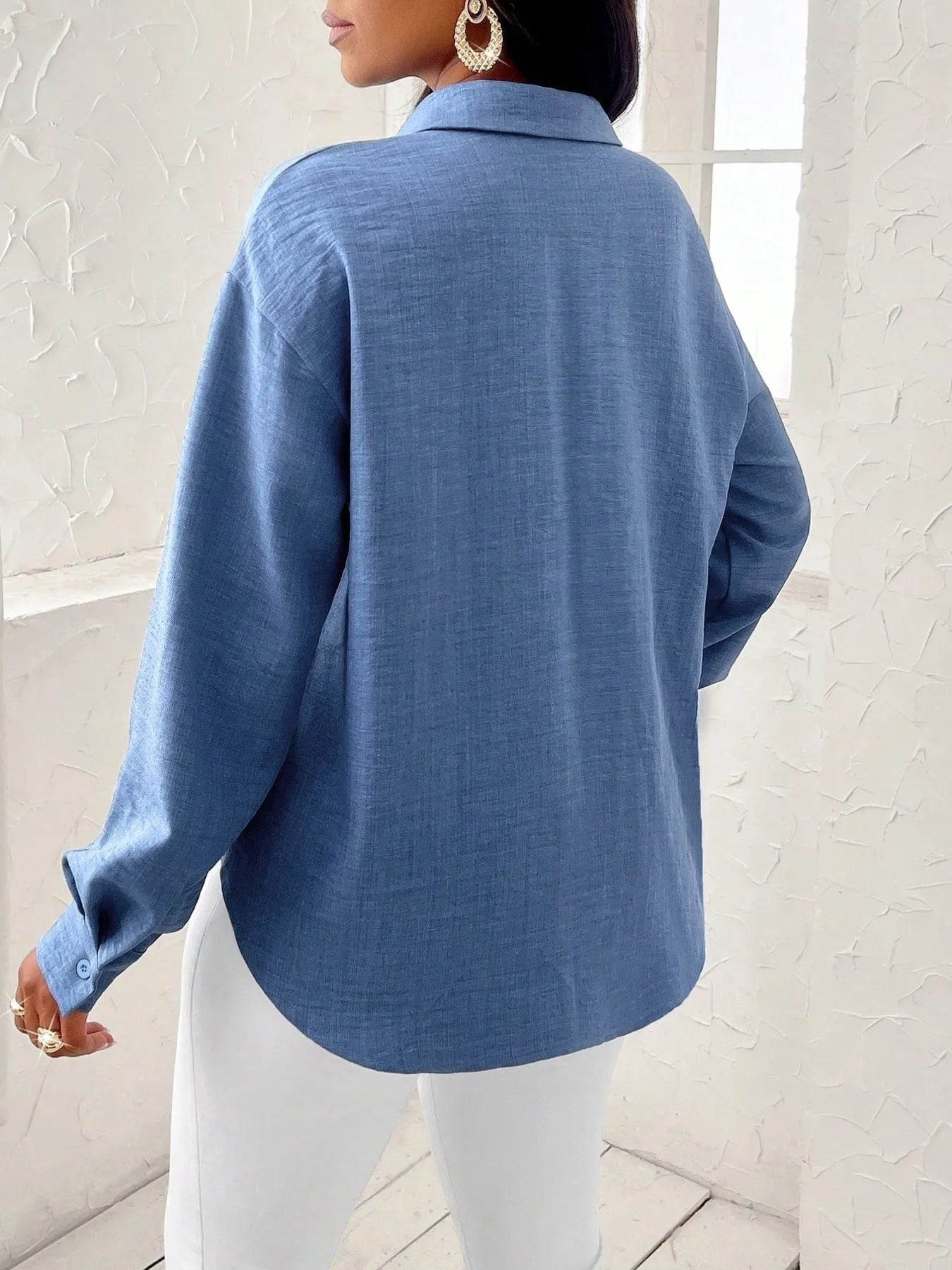 Trendsi Collared Long Sleeve Blouse