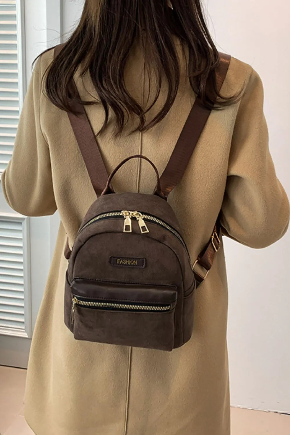 Suede Adjustable Strap Backpack Bag Easy Apparels