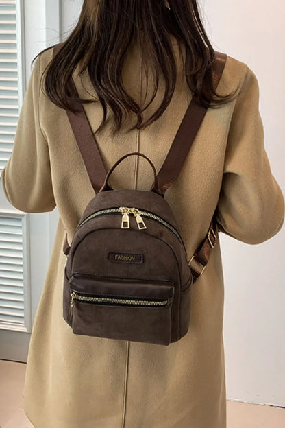 Suede Adjustable Strap Backpack Bag Easy Apparels