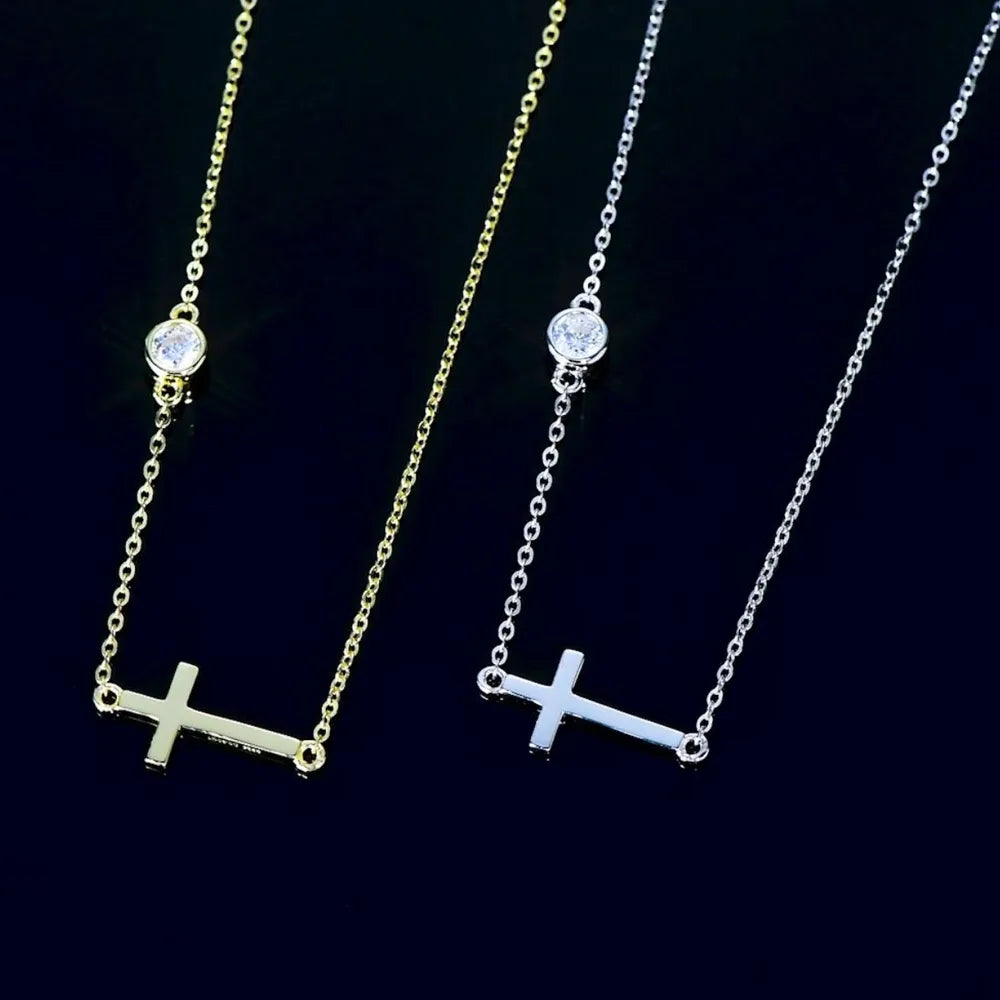 Cross 925 Sterling Silver Moissanite Necklace Easy Apparels
