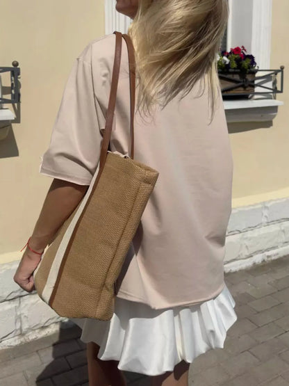 Trendsi Round Neck Half Sleeve Oversized T-Shirt