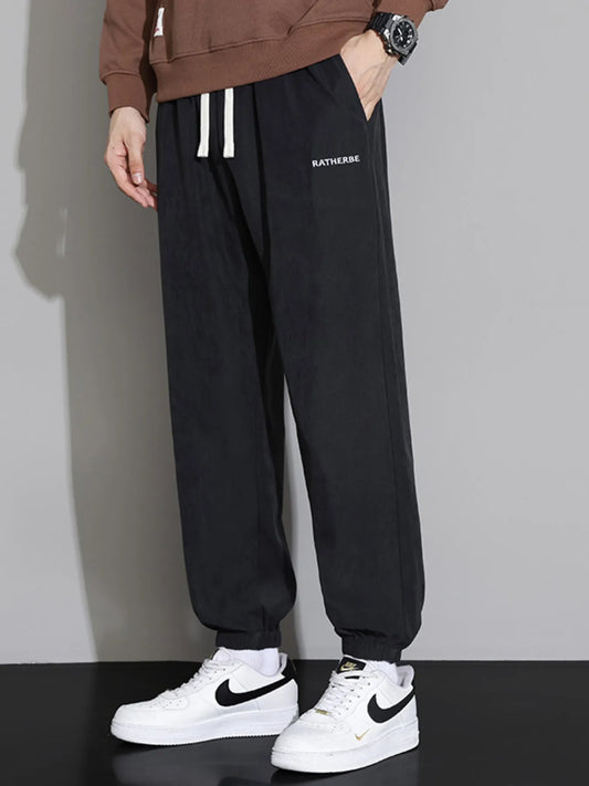 Men's Plus Size Drawstring Joggers with Side Pockets Black Easy Apparels