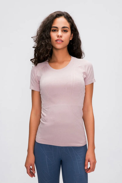 Millennia Round Neck Short Sleeve Active T-Shirt Dusty Pink Easy Apparels