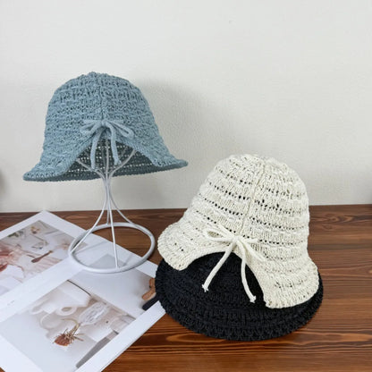Crochet Bucket Hat with Drawstring French Blue One Size Easy Apparels