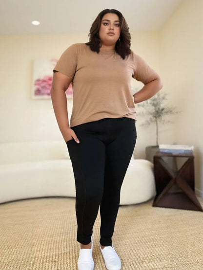 Wide Waistband Sports Leggings Black Easy Apparels
