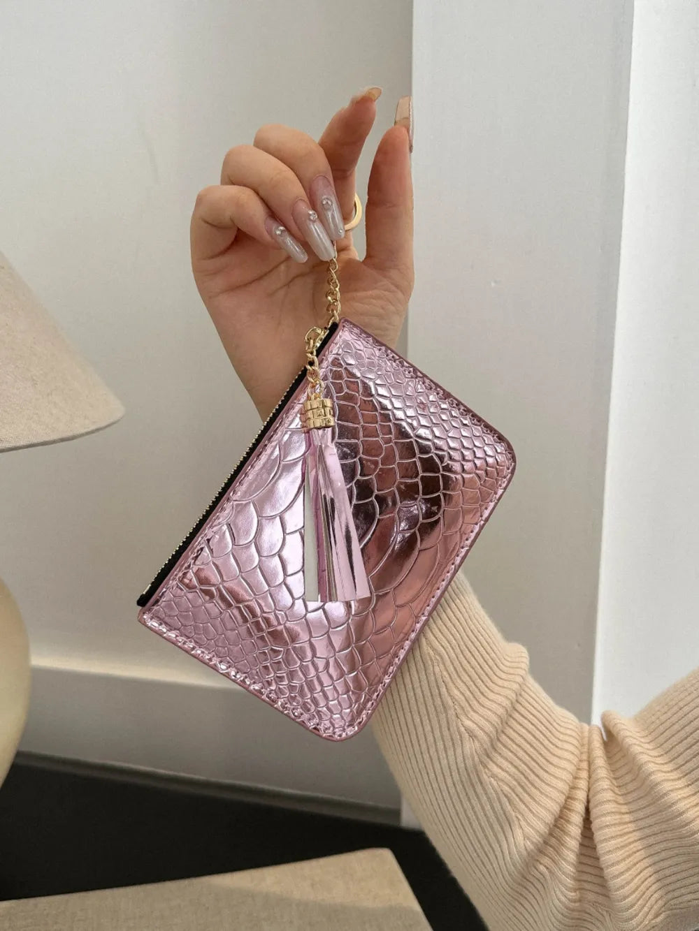 PU Leather Tassel Trim Card Case Easy Apparels