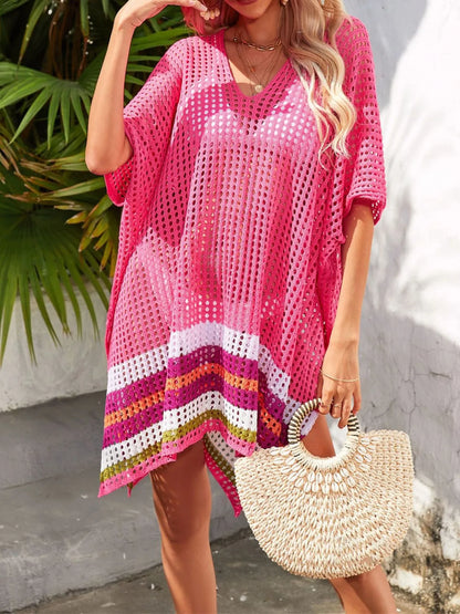 Crochet V-Neck Cover-Up Dress Easy Apparels