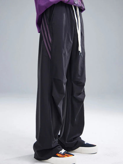 Men's Drawstring Ruched Pants with Side Stripes Easy Apparels