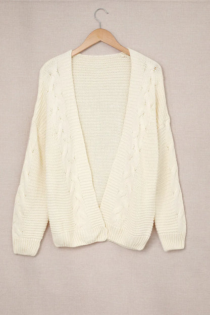 Cable-Knit Open Front Cardigan Easy Apparels