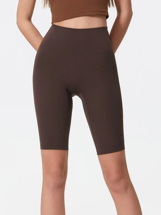 Millennia High Rise Wide Waistband Active Shorts Dark Brown Easy Apparels