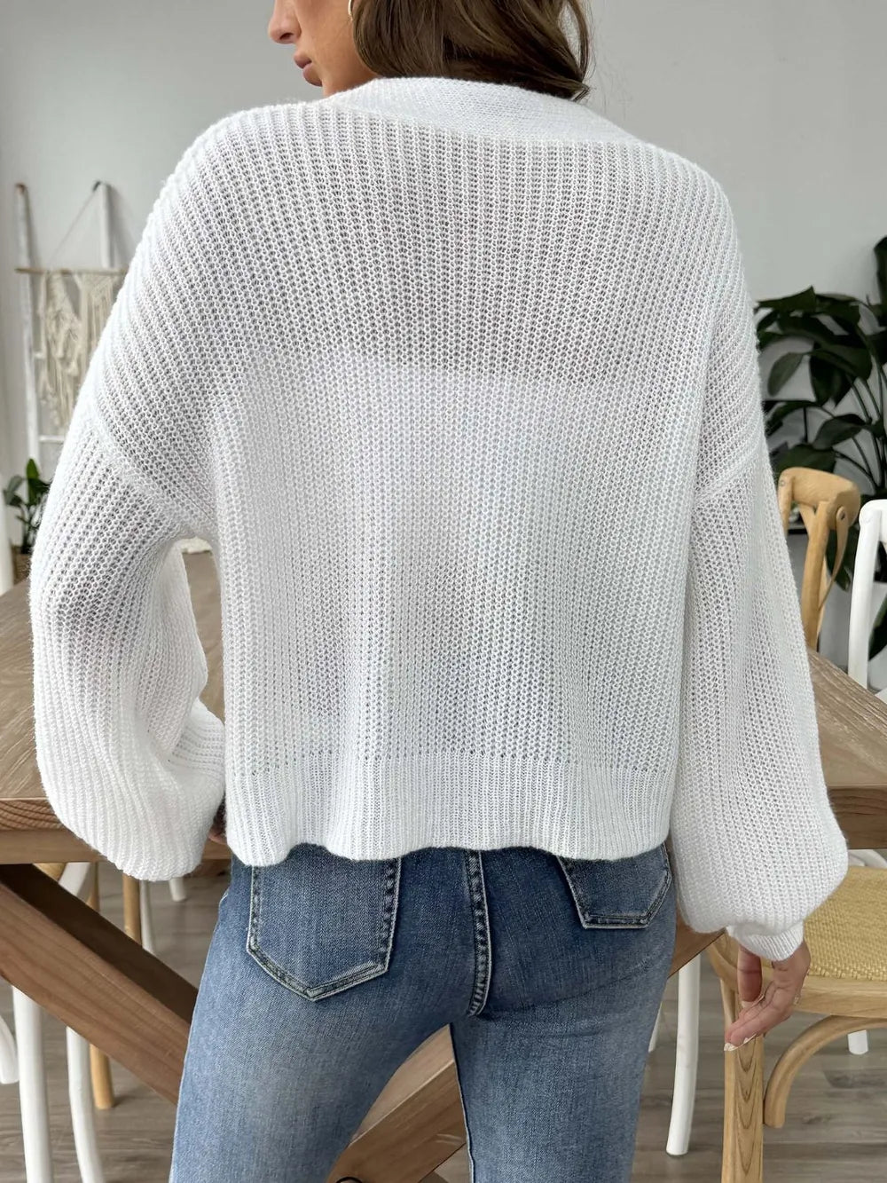 Heart Button Down V-Neck Long Sleeve Cardigan Easy Apparels