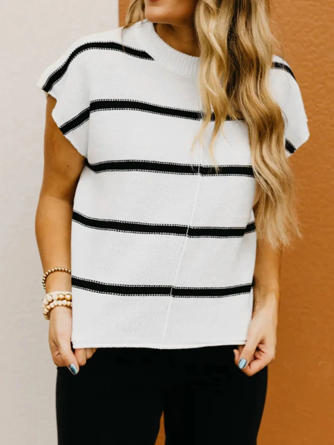Trendsi Striped Batwing Sleeve Knit Top