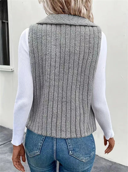 Open Front Fuzzy Vest Coat Easy Apparels