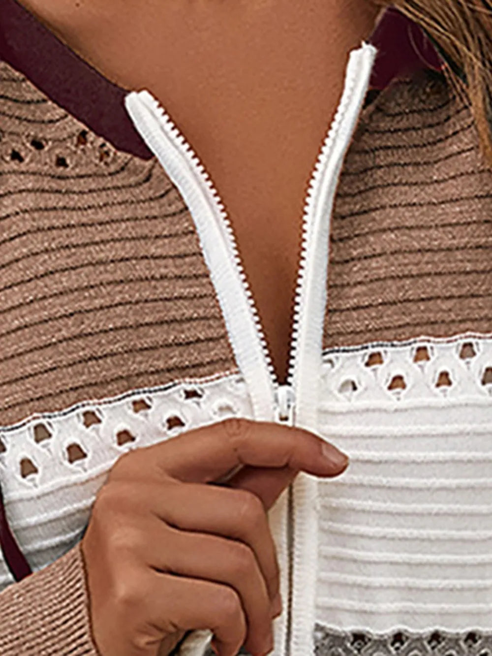 Color Block Drawstring Hooded Sweater Easy Apparels