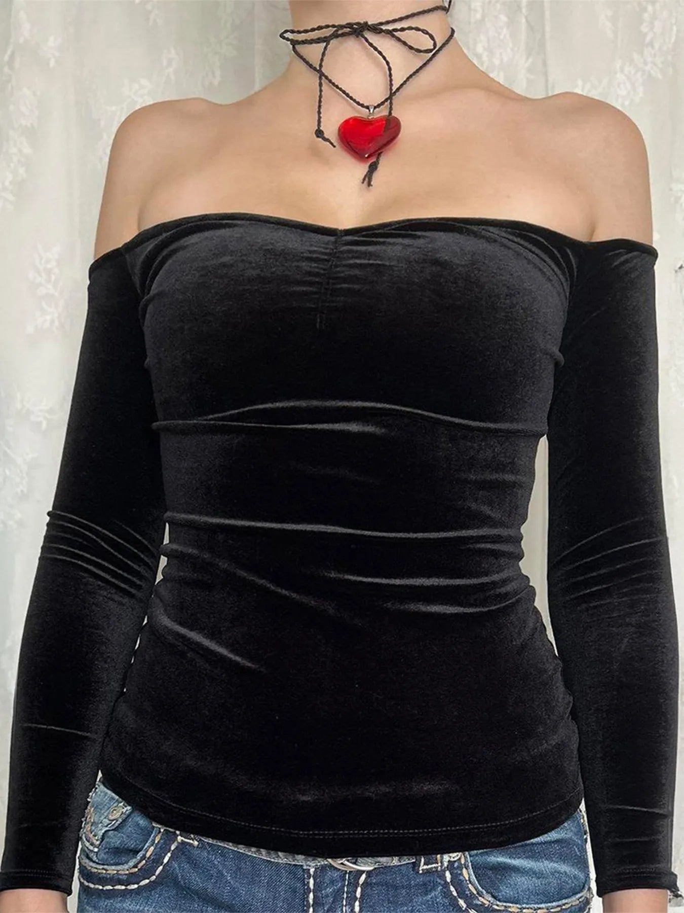 Trendsi Off-Shoulder Long Sleeve Top Black