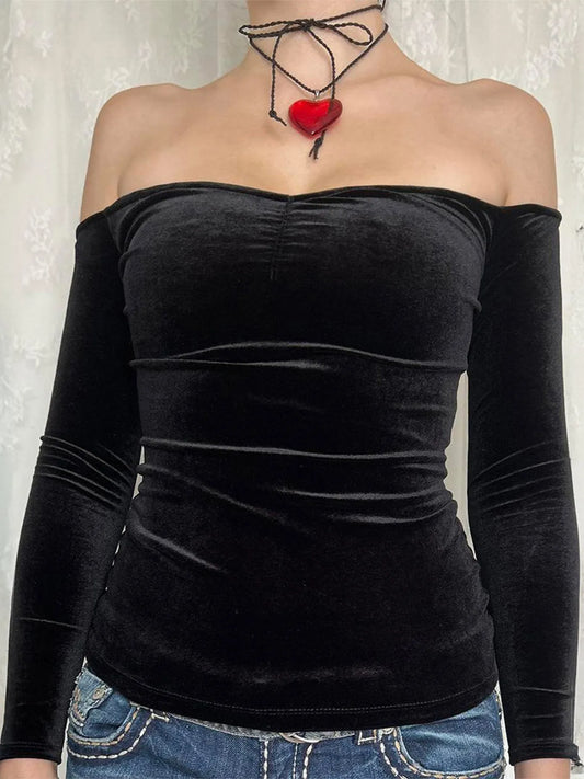 Trendsi Off-Shoulder Long Sleeve Top Black
