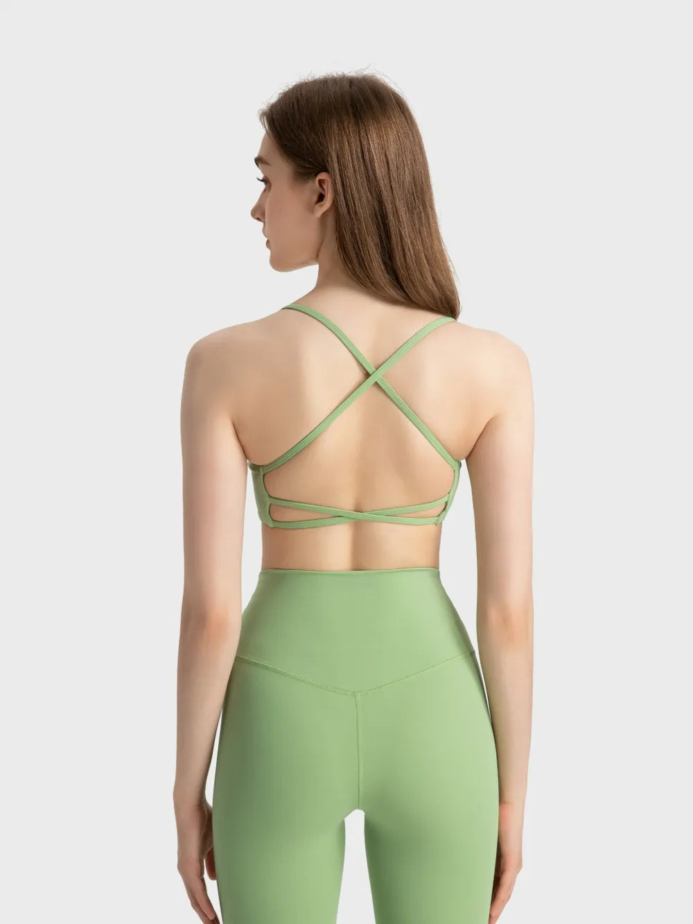 Millennia Crisscross Back Scoop Neck Active Cami with Detachable Chest Pads Easy Apparels