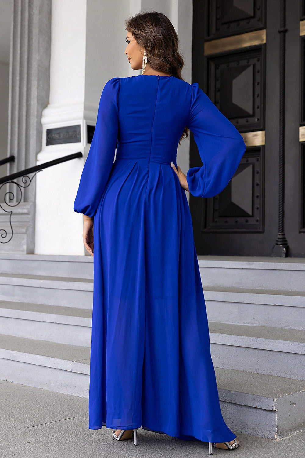 Twist Front Cutout Long Sleeve Dress Easy Apparels