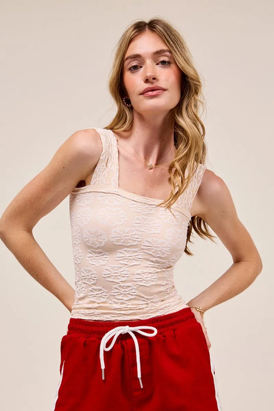 Trendsi SO ME Two Tone Floral Seamless Tank Top 2TONE OATMEAL